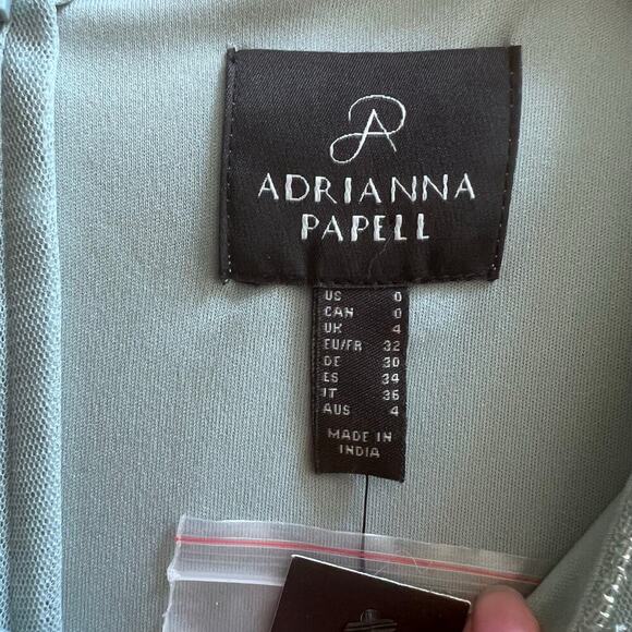 NWT Adrianna Papell Aqua Dust Short Sleeve Blouson Beaded Mixi Gown Women's 0 - Picture 5 of 12